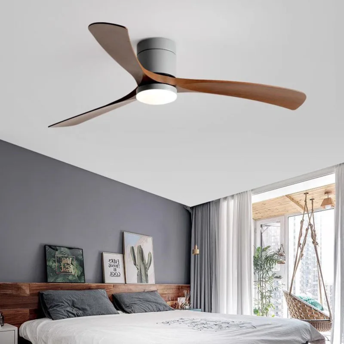 Ventilador de teto moderno com Iluminação e Controle Remoto - ZenithBreeze X2