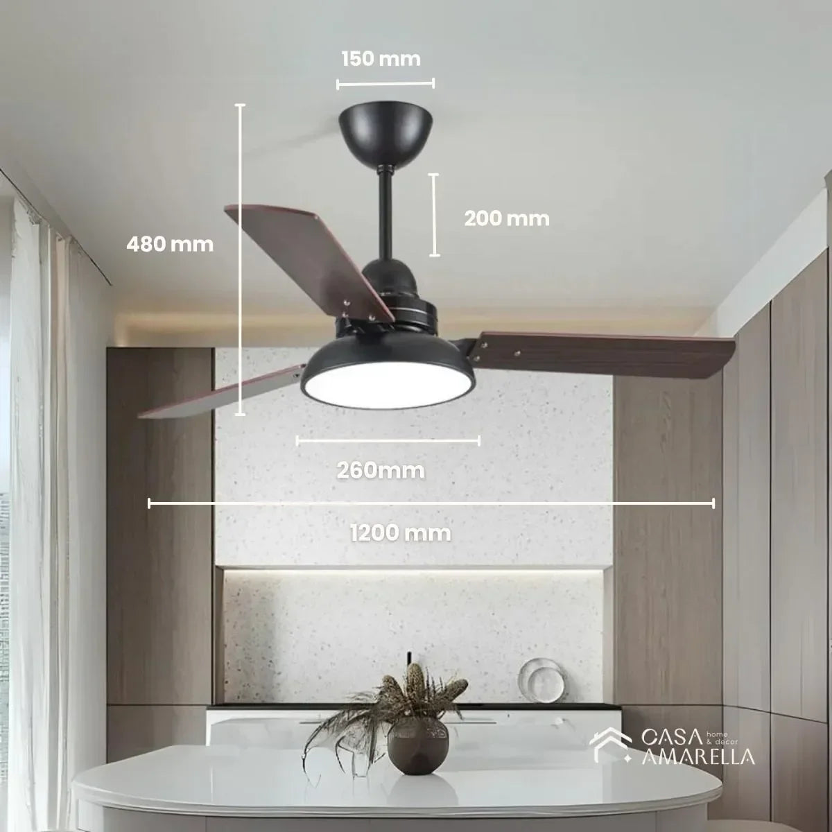 Ventilador de teto moderno com Luminária - ZenithBreeze Street