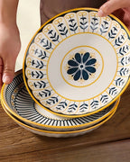 4 Pratos de Cerâmica em Relevo Design Japonês para Mesa Posta