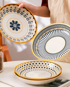 4 Pratos de Cerâmica em Relevo Design Japonês para Mesa Posta