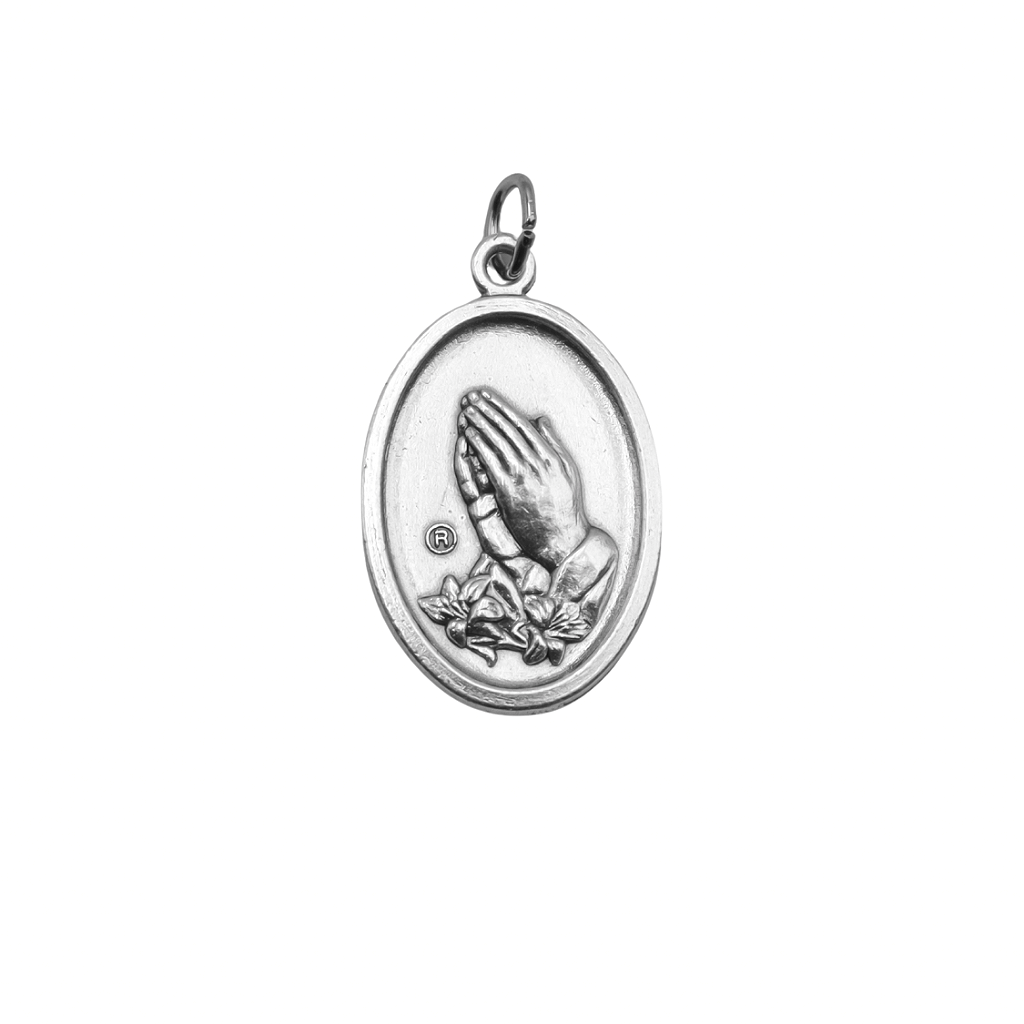 Medalha Santa Inês (Agnes) & Mãos Rezando