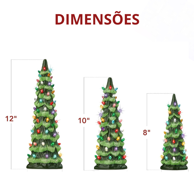 Mini Árvores de Natal com Led de Cerâmica