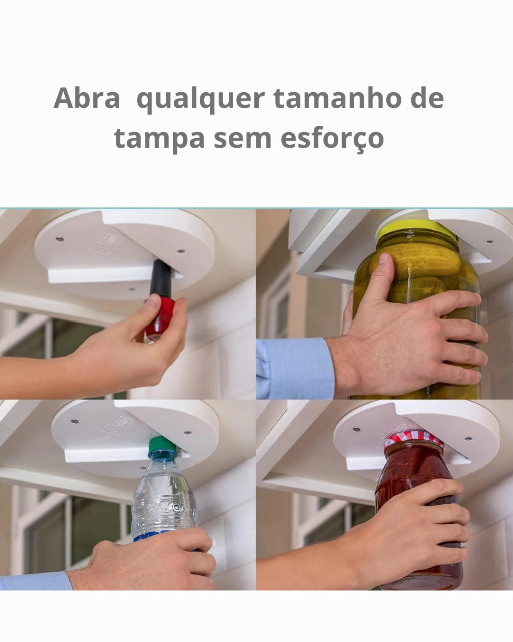 Abridor de Frascos e Garrafas sob o Armário com Antiderrapante