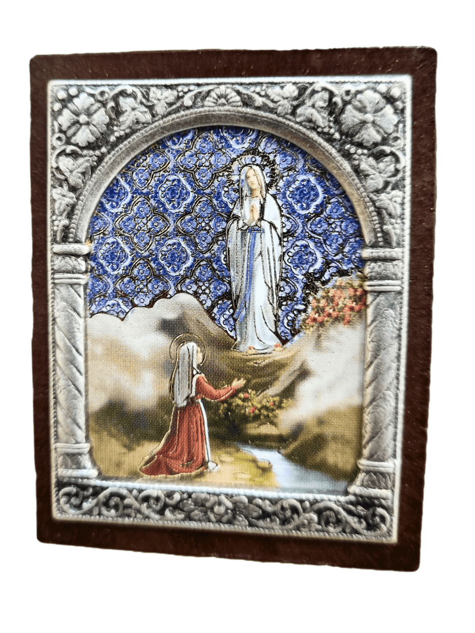 Adorno Italiano Lourdes com Bernadette 6 cm x 5 cm