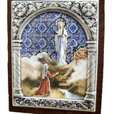 Adorno Italiano Lourdes com Bernadette 6 cm x 5 cm