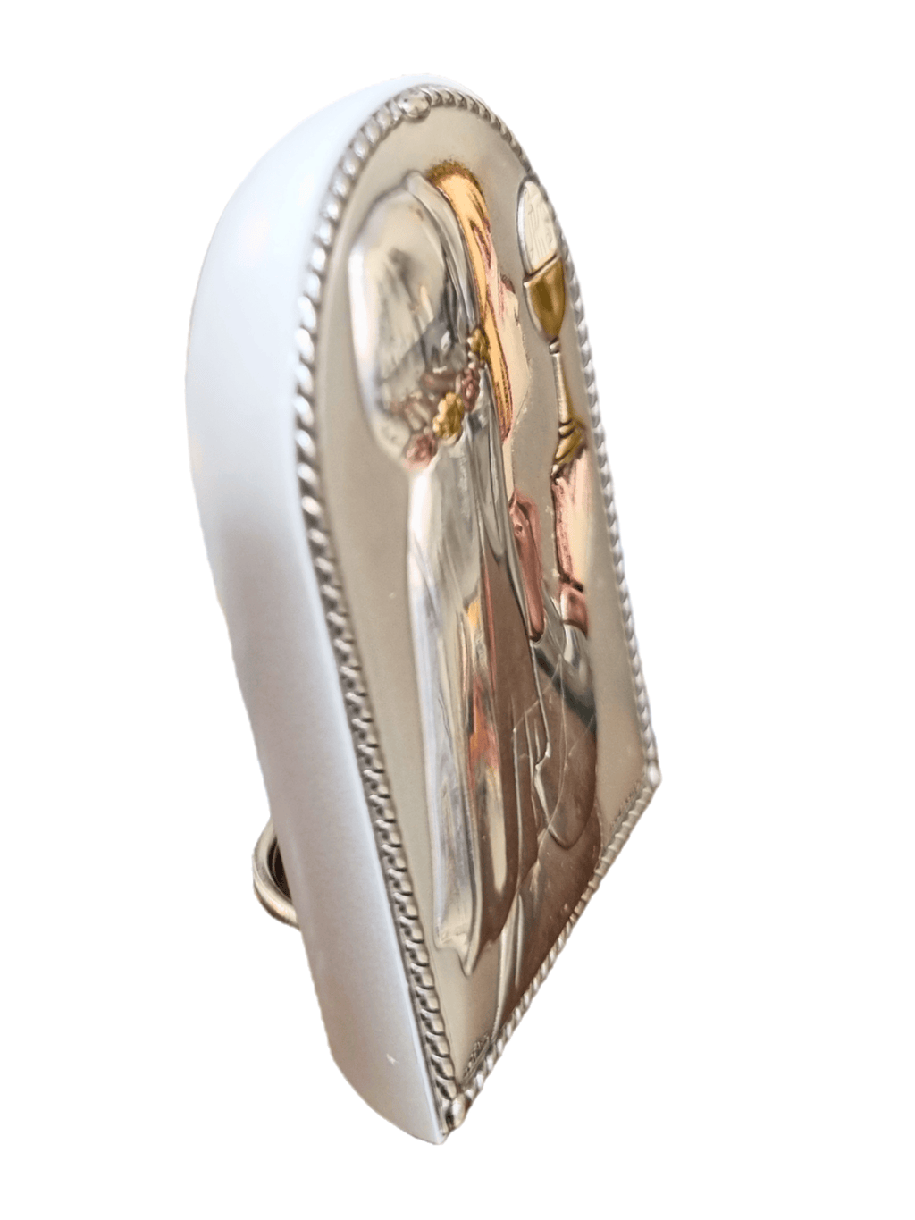 Adorno de Prata Italiano Eucaristia Menina 5,5 cm x 4 cm