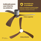 Ventilador de teto moderno com Iluminação e Controle Remoto - ZenithBreeze X2
