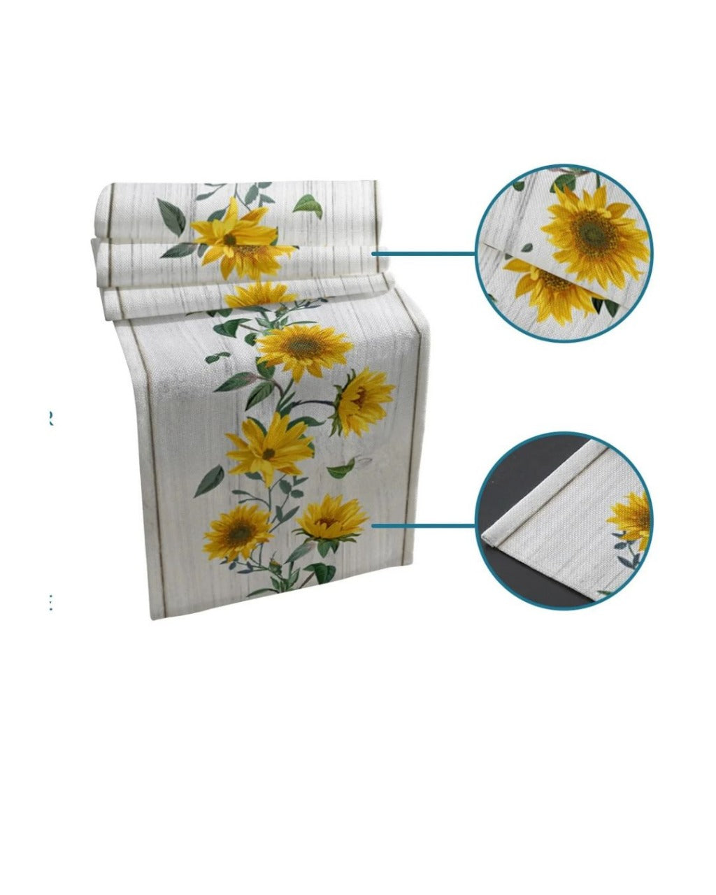 Caminho de Mesa Retrô de Linho com Estampa de Girassol