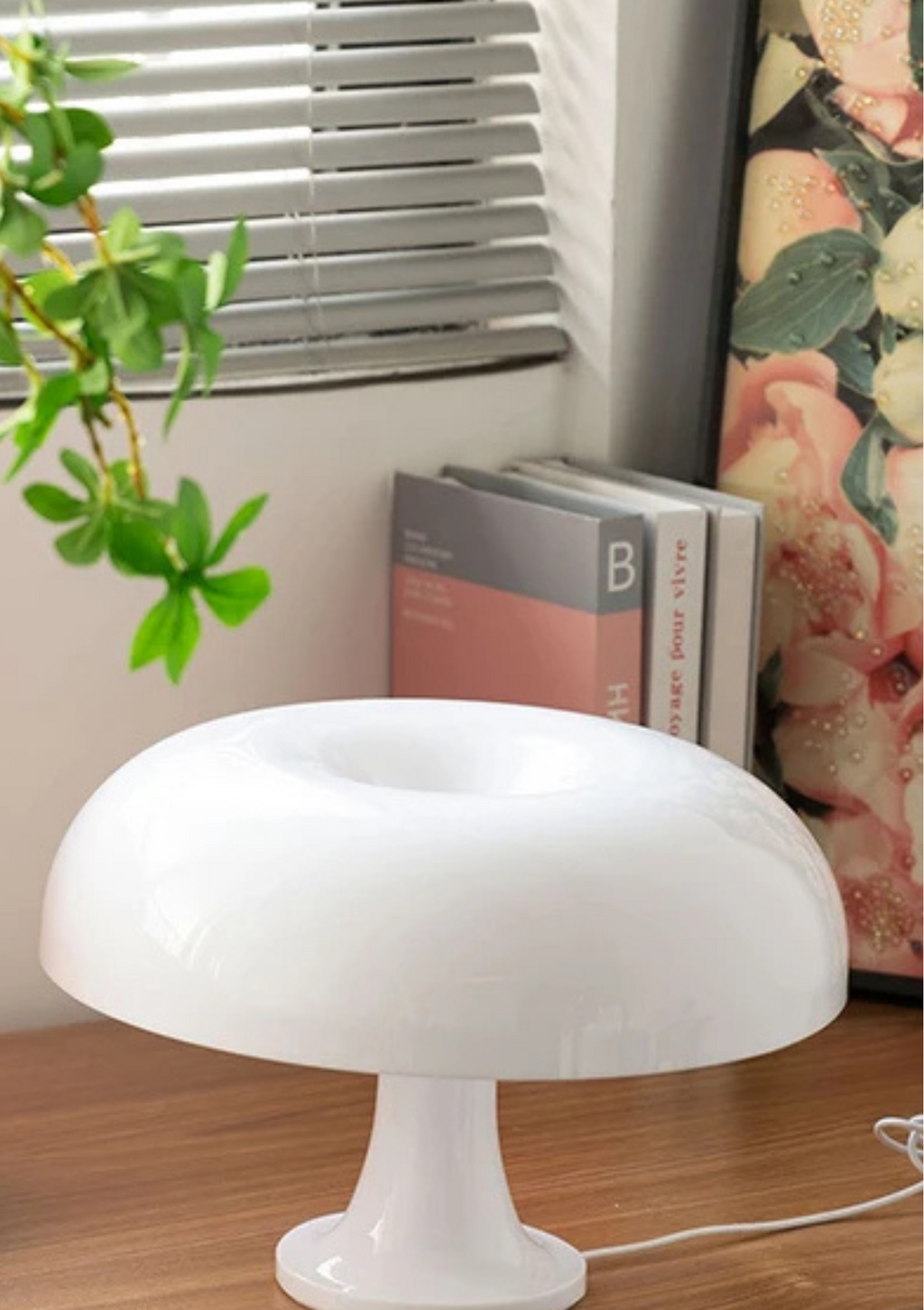Candeeiro de Mesa Design Cogumelo Lâmpada Decorativa USB com Três Modos de Luz