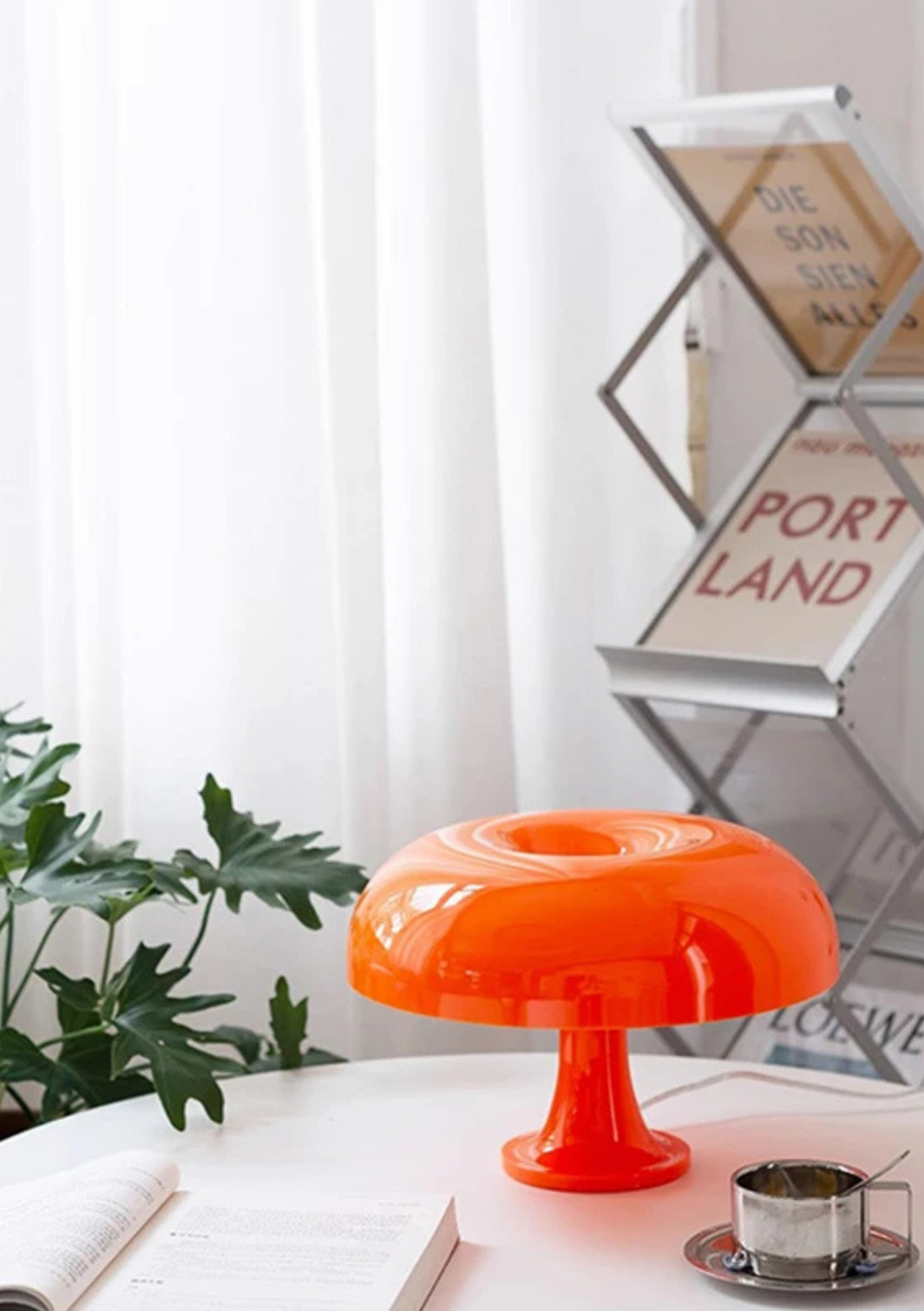 Candeeiro de Mesa Design Cogumelo Lâmpada Decorativa USB com Três Modos de Luz