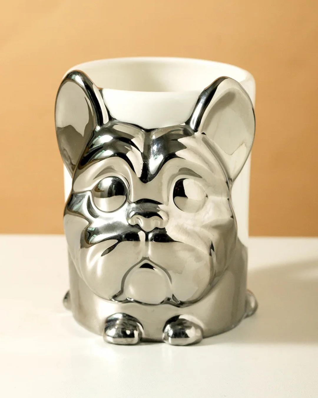 Caneca Criativa Dog 3D em Cerâmica Caneca de Café e Chá com Detalhes Dourados ou Prateados