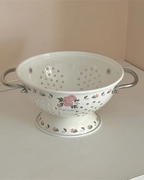 Cesta de Frutas Esmaltada Vintage Rosa Decoração e Armazenamento Elegante