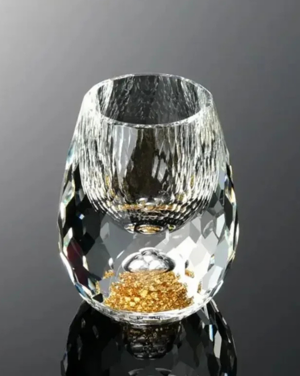 Conjunto 6 Copos Cristal Vidro com Folha de Ouro