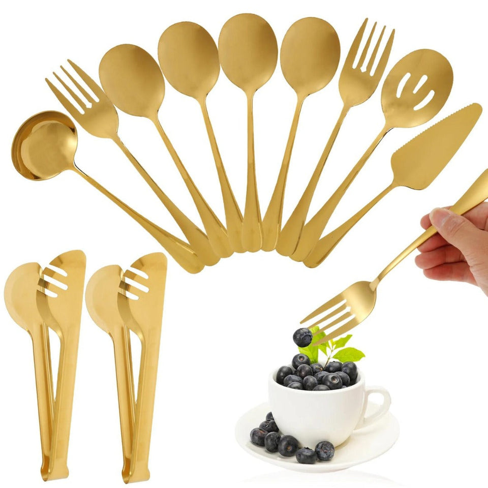 Conjunto Completo de Talheres para Servir em Aço Inoxidável