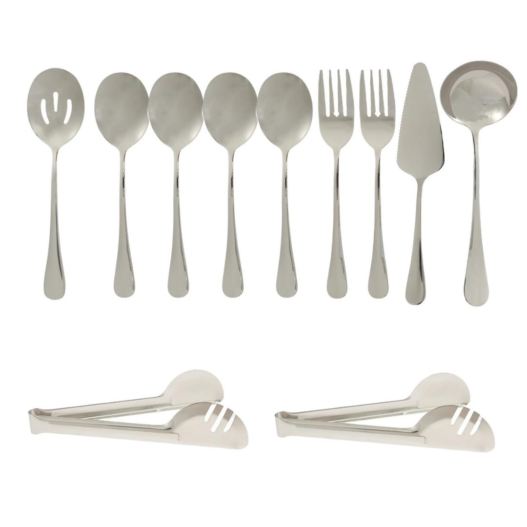 Conjunto Completo de Talheres para Servir em Aço Inoxidável