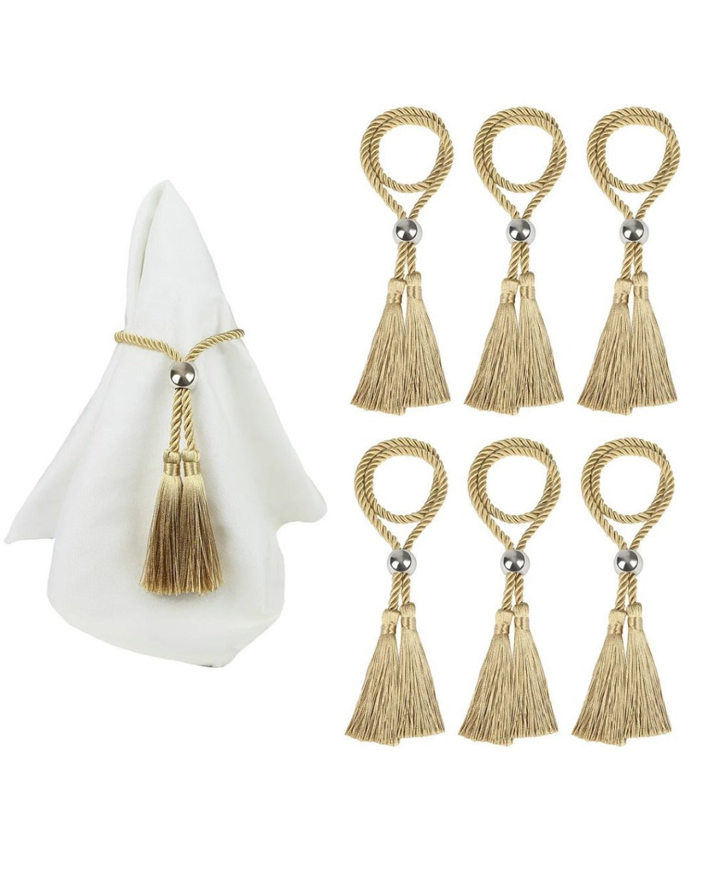 Conjunto de Anéis com 4 peças para Guardanapo com Borla