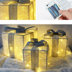 Conjunto de 3 Caixas de Presente Iluminadas com LED