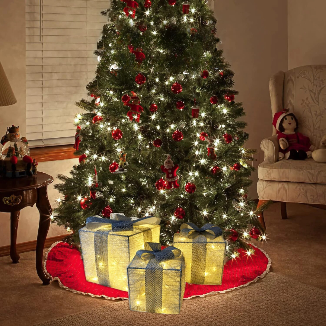 Conjunto de 3 Caixas de Presente Iluminadas com LED