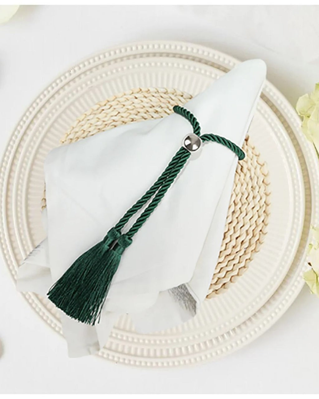 Conjunto de Anéis com 4 peças para Guardanapo com Borla