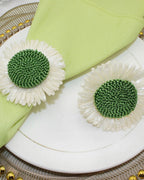 Conjunto de Anéis de Guardanapo Flor Verde Kit com 6 para Festa e Decoração