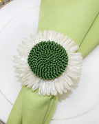 Conjunto de Anéis de Guardanapo Flor Verde Kit com 6 para Festa e Decoração