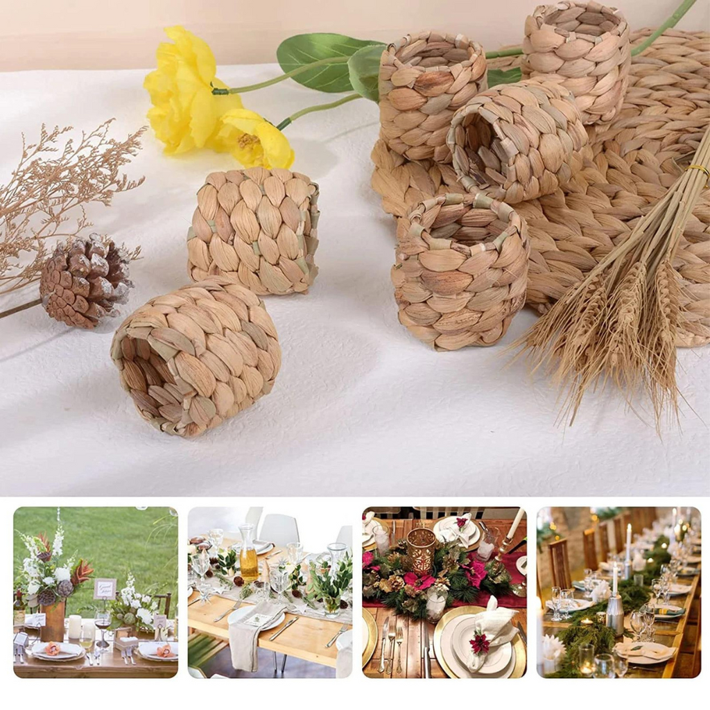 Conjunto de Anéis para Guardanapo em Rattan Feito à Mão