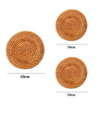Conjunto de Descansos de Copo de Rattan Natural para Mesa e Cozinha