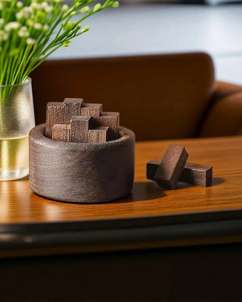 Conjunto de Difusores de Óleo Essencial em Madeira Noz Aromaterapia e Decoração