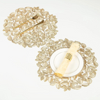 Conjunto de Sousplat Redondo Folha de Ouro 6 Peças