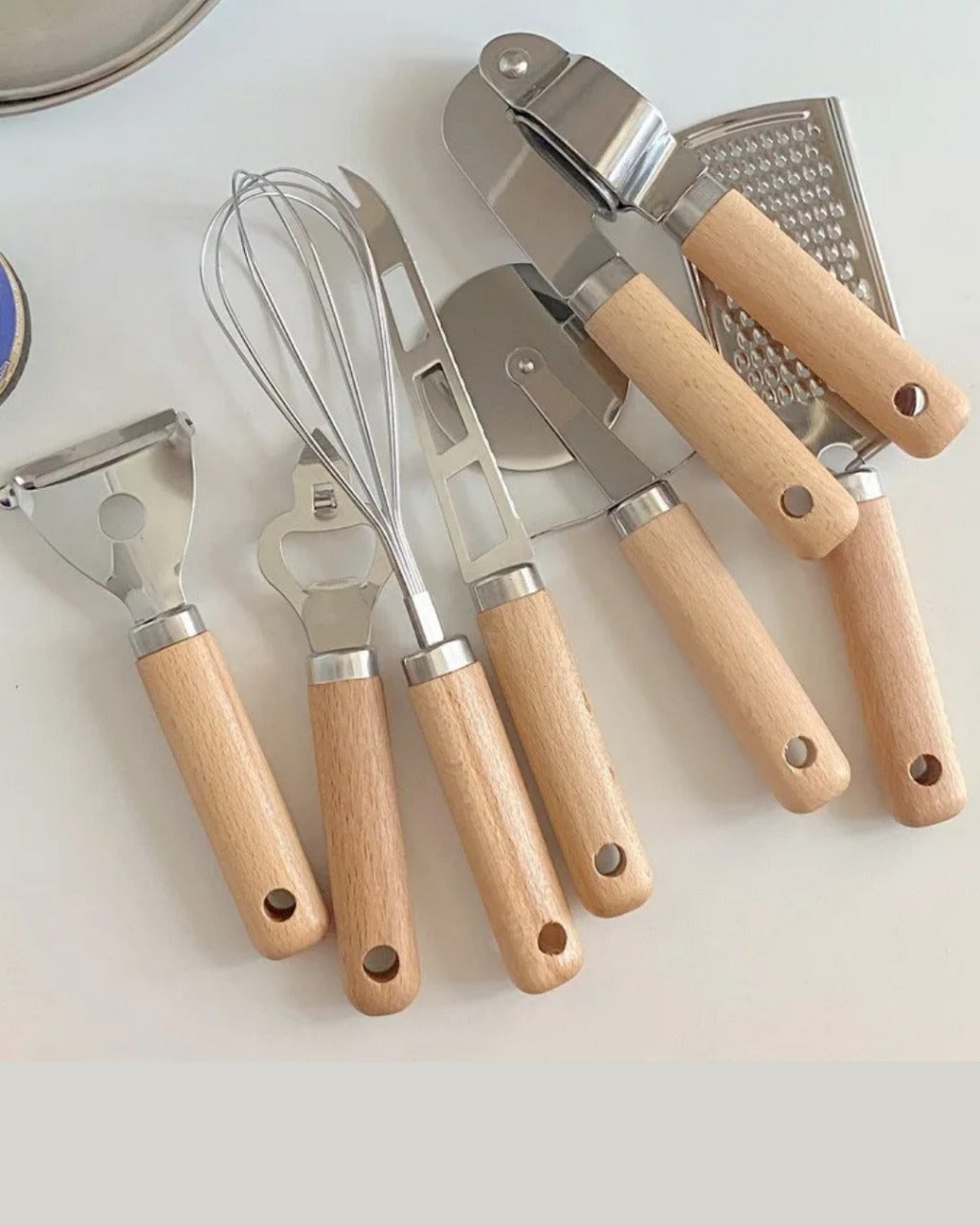 Conjunto de Utensílios de Cozinha com Cabo de Madeira 9 Peças Funcional e Estiloso