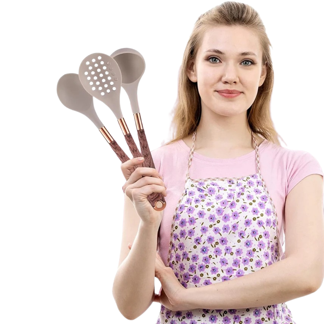 Conjunto de Utensílios de Cozinha de Silicone 10 Peças com Suporte