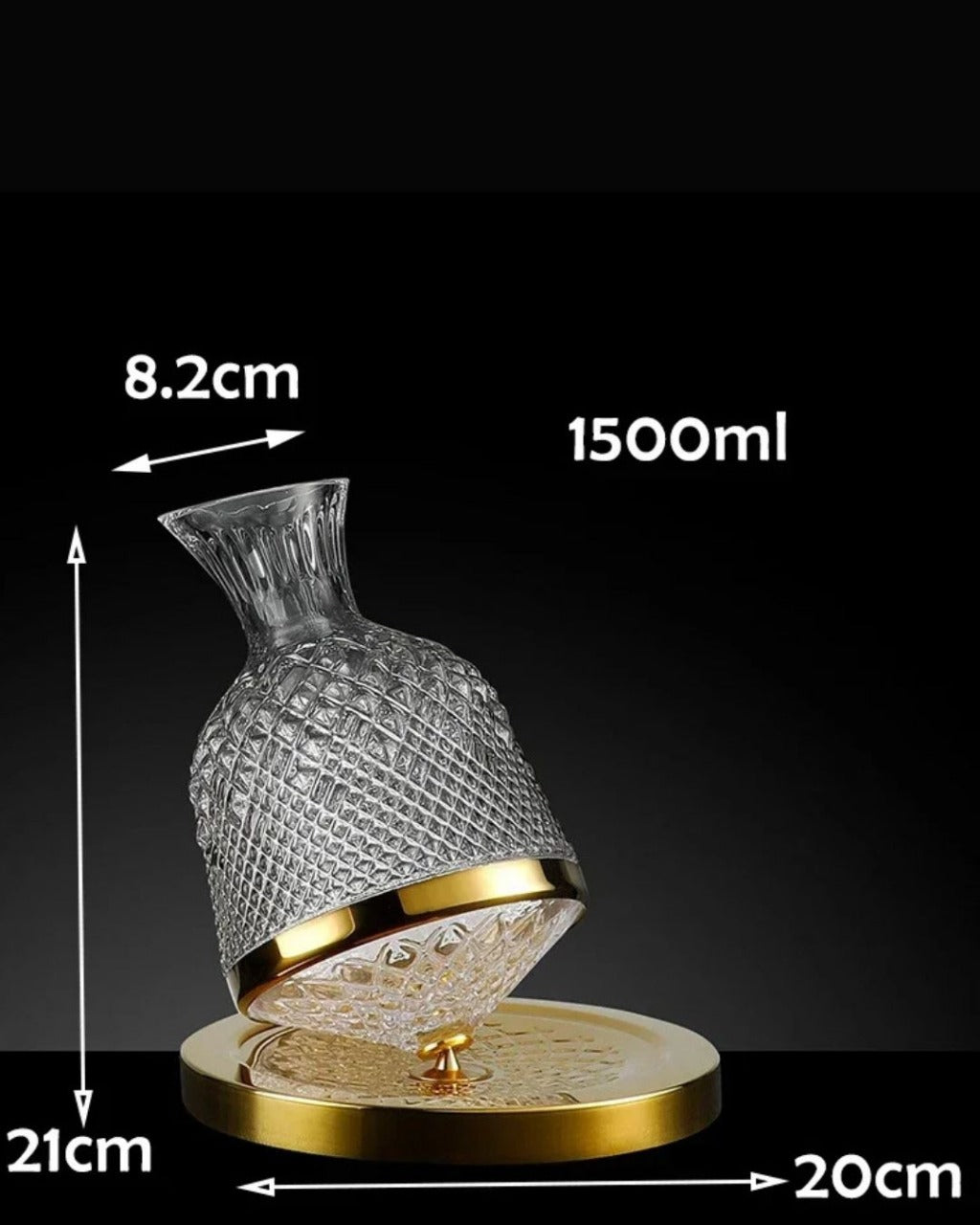 Copo Decantador Rotativo 360º de Vidro Cristal 1,5L Aerador e Dispensador de Vinho