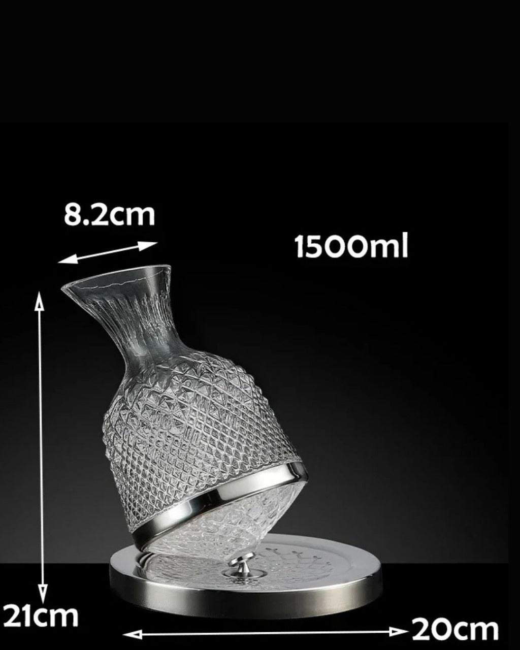 Copo Decantador Rotativo 360º de Vidro Cristal 1,5L Aerador e Dispensador de Vinho