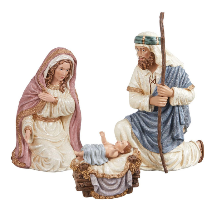 Conjunto de 13 peças de Presépio de Natal Pintado à Mão - Família Sagrada