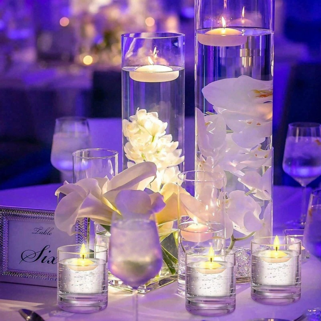 Discos de Velas Flutuantes Brancas para Decoração