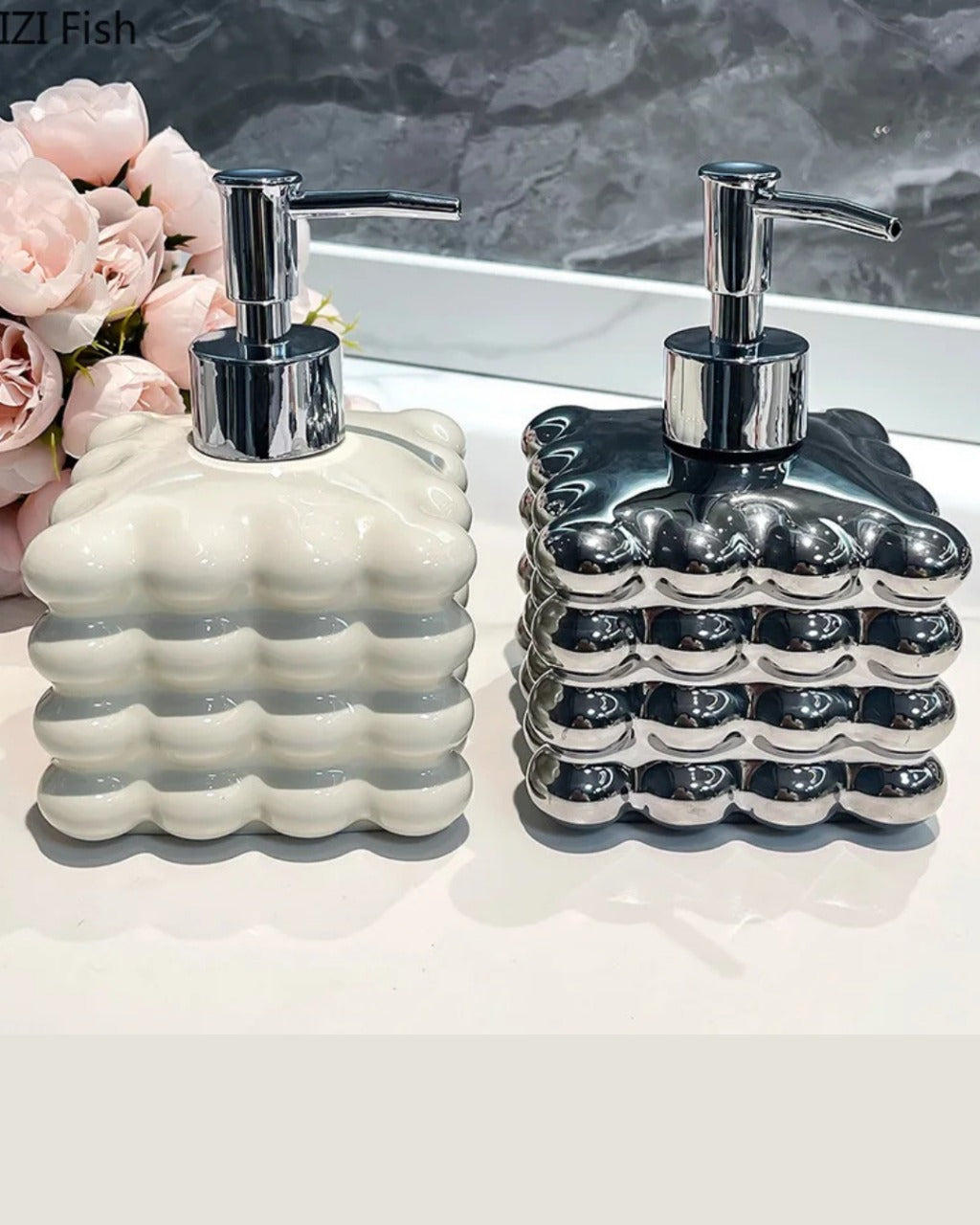 Dispensador de Sabão de Cerâmica para Banheiro e Lavabo
