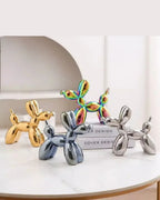 Escultura de Cachorro Balão em Cerâmica Decoração Moderna para Sala e Escritório