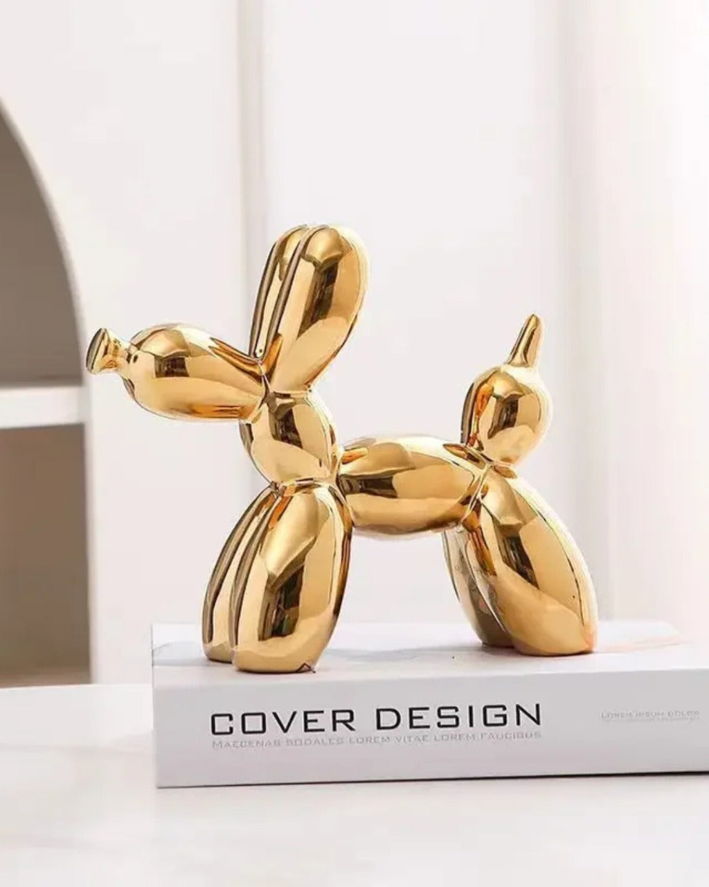 Escultura de Cachorro Balão em Cerâmica Decoração Moderna para Sala e Escritório