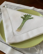 Guardanapos de Linho e Algodão com Bordado de Vegetais 45x45cm