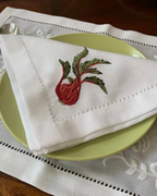 Guardanapos de Linho e Algodão com Bordado de Vegetais 45x45cm