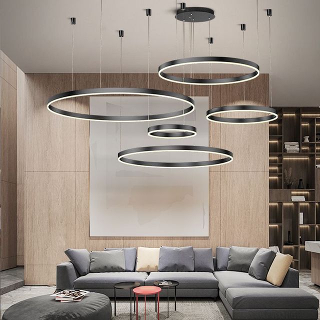 Lustre Moderno Pendente Circular LED - Nordic Europe Gold Edition