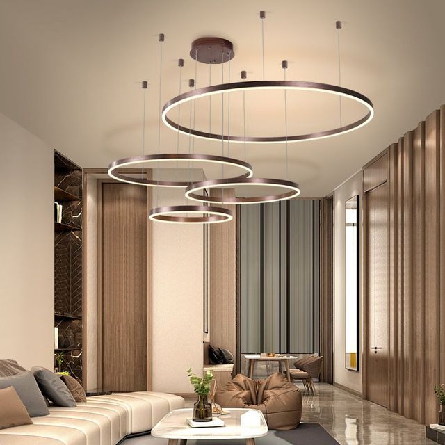 Lustre Moderno Pendente Circular LED - Nordic Europe Gold Edition