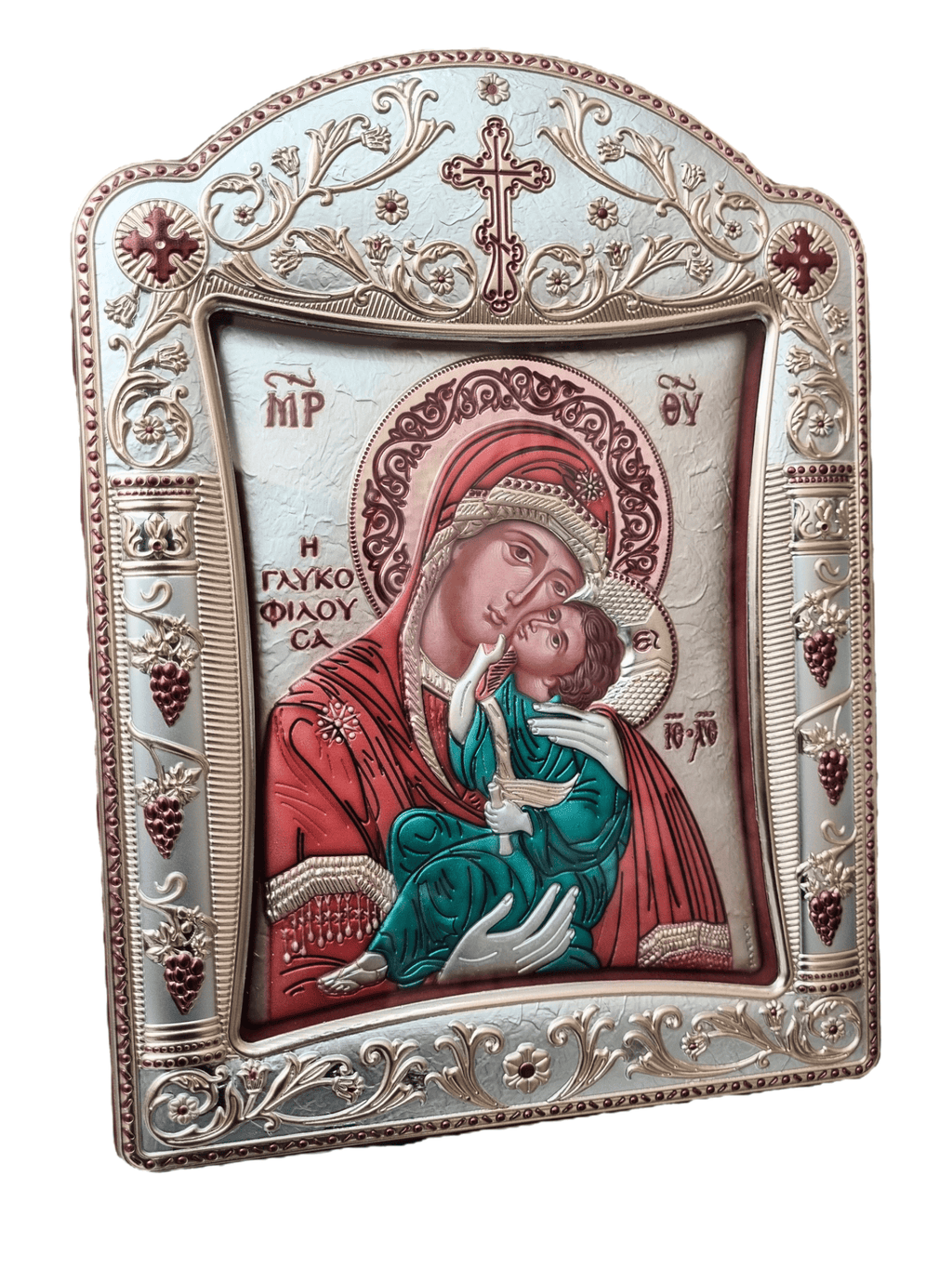 Ícone Grego Mãe da Ternura Esmaltado 30,5 x 22,7 cm
