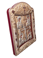 Ícone Grego Mãe de Deus e Cristo Crucificado 22,4 x 16,7 cm