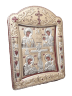 Ícone Grego Mãe de Deus e Cristo Crucificado 22,4 x 16,7 cm