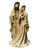 Imagem da Sagrada Família Em Resina Vestia Dourada 34 cm
