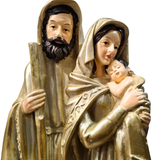 Imagem da Sagrada Família Em Resina Vestia Dourada 34 cm