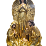Imagem da Sagrada Família com Anjo em Resina 36 cm x 22 cm