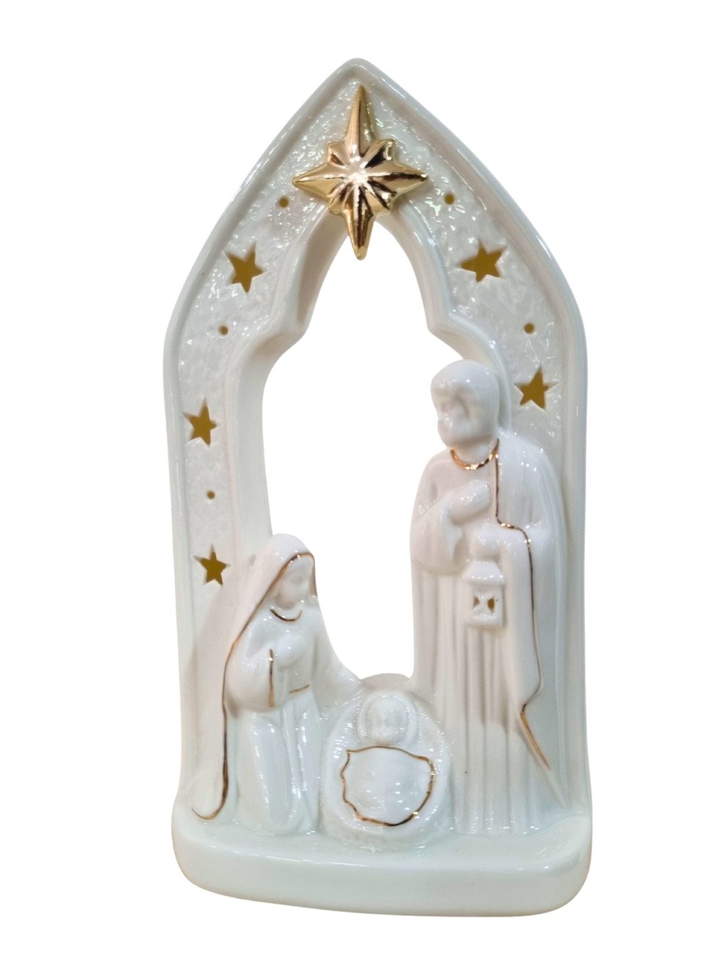 Imagem da Sagrada Família em Porcelana com Led 14 x 24 cm
