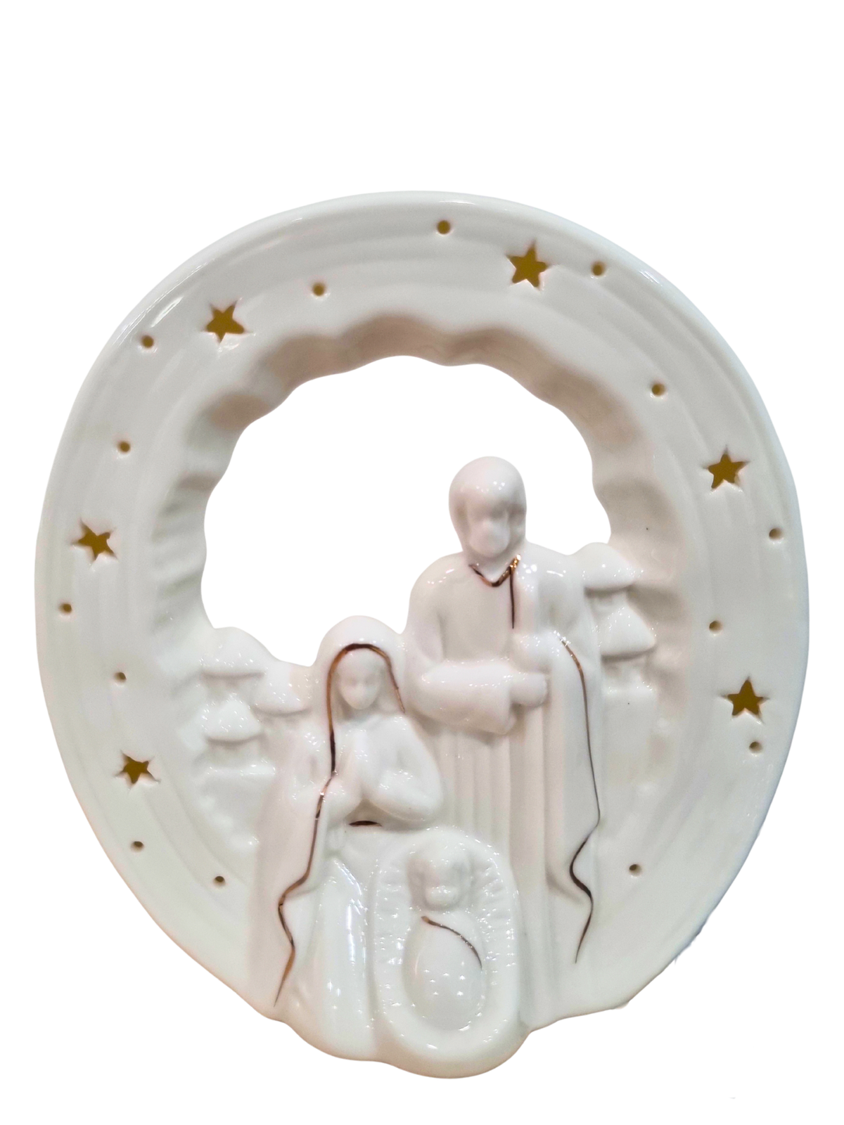 Imagem da Sagrada Família em Porcelana com Led 16 x 16 cm